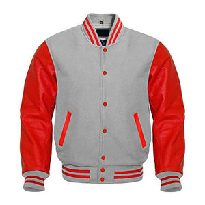 Veste universitaire de haute qualité pour hommes avec broderie personnalisée col montant manches en cuir coupe-vent veste de baseball pour hommes - Product Image 3