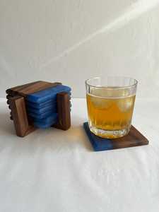 Premium Handmade Resin and Wood <b>Coaster</b> <b>Set</b> Artistic Blend of Natural Wood and Epoxy for Elegant Tabletop Decoration - Product Image 6