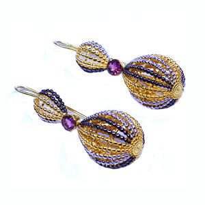 Ensemble de boucles d'oreilles en argent sterling 925 pour femmes plaqué or avec pierres précieuses de tourmaline classiques Option de style de charme vintage - Product Image 1