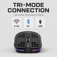 Souris de jeu sans fil mini légère tri-mode 12000 DPI rechargeable RGB ergonomique creuse USB