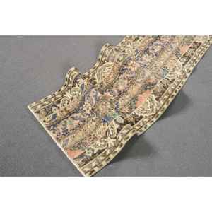 Alfombra Turca Vintage, Alfombra de Pasillo de 1.7x8.3 pies, Alfombra Azul Camuflaje - Product Image 4