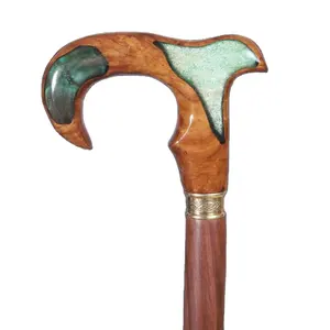 祖父母的步行支架配件惊人的手杖真正的红木和环氧树脂高级步行手杖，用于花园使用