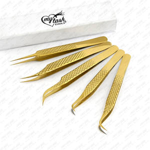 Pince à cils volume russe de qualité chirurgicale pince à épiler à isolation à pointe droite extensions de cils antirouille pince à épiler incurvée accrochée - Product Image 4