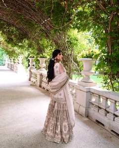 Conjunto de ropa de fiesta de diseñador Pur Heavy Faux Georgette Top Plazzo & Dupatta - Product Image 3