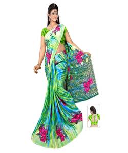 Sari de diseñador para adultos Banarasi seda con piedra trabajo boda y fiesta desgaste hecho de gasa viscosa algodón Modal - Product Image 6