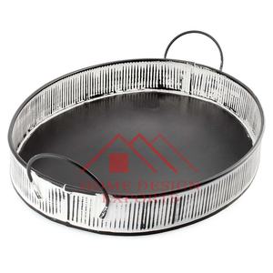 Accueil Hôtels et restaurants Plateau de service vintage pour fruits Centre de table Plateau de service imprimé en émail galvanisé avec poignée - Product Image 2