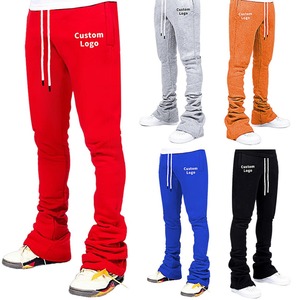 Pantalones de chándal holgados de algodón 500 GSM con logotipo personalizado pantalones de chándal apilados de pierna ancha rectos en blanco para hombre - Product Image 2