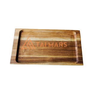 Plateau de service rectangulaire Taimars Plateau de cuisine en bois d'acacia écologique pour desserts, collations, plats et assiettes Matériau en bambou massif - Product Image 6