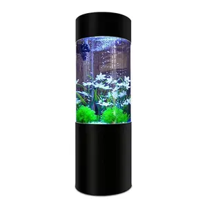 Ronde Aquarium Cilindrische Aquarium Acryl Aquarium Indoor Kunstmatige Cilinder Acryl Vis Aquarium Met Onderkast