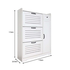 Scaffale per scarpe con feritoie bianche moderne portaoggetti con portelli <span class=keywords><strong>a</strong></span> doghe ventilati ripiani regolabili - Product Image 6