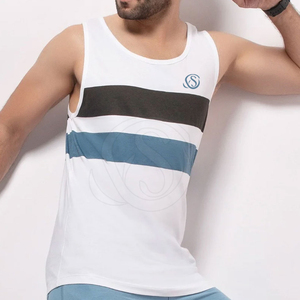 Débardeur pour homme de haute qualité, logo personnalisé, confortable, décontracté, tricoté, couleur unie, col rond, séchage rapide, 100% coton, respirant - Product Image 2