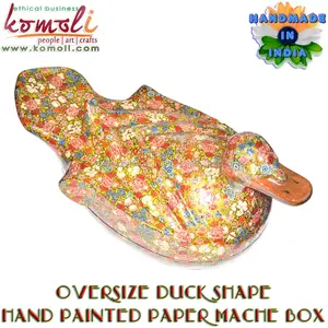 Boîte de canard en papier mâché faite à la main Sculpture animale peinte à la main pour le stockage et la décoration, conception personnalisée, vente en gros de l'Inde - Product Image 2