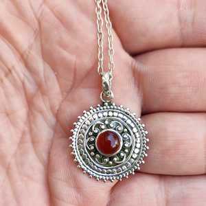 Navya Craft Carnelian 925 Sterling <b>Silver</b> Boho Jewelry Handmade Women's <b>Necklace</b> Ring Set for Christmas Anniversary Rose Gold - Product Image 1