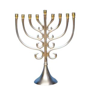 Bougeoir Menorah en laiton massif traditionnel à 7 branches pour Hanoukka et décoration de maison juive centre de Table pour religieux - Product Image 5