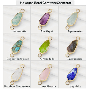 Connecteur en améthyste facetté hexagonal |   Composants de bijoux en pierres précieuses faits à la main à double boucle, vente en gros - Product Image 4