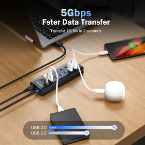 Concentrador USB TC111 7 en 1 de 2 a 7*1, estación de acoplamiento de 3,0 con puerto DC - Product Image 5