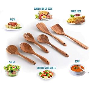 Ensemble de cuillères en bois faites à la main ensemble d'ustensiles de cuisine tourneurs écumoire et spatules pour ustensiles de cuisine ensemble de cuillères de cuisine - Product Image 5