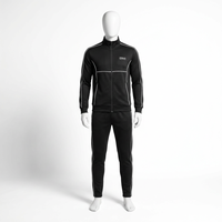 Veste de survêtement Owais Industries pour homme, noire, entièrement zippée, en molleton bouclette, style streetwear, taille élastique, couleur unie, sportive et légère