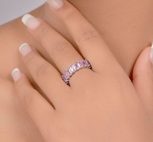 แหวนพลอย925ควอตซ์สีชมพูสำหรับงานแต่งงานแหวนพลอยพลอยสีชมพูสเตอริ่งพลอยแฮนด์เมดของขวัญสำหรับคริสต์มาส - Product Image 5