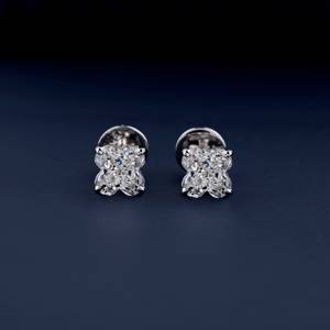 Lili Cut Diamond Screw Back Stud Pendientes 2 quilates Lab Grown Diamond Pushback Pendientes para mujeres Tiny Bridal Pendientes para regalo - Product Image 1