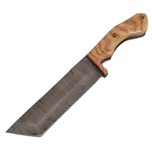 Cuchillo Tanto de Caza de Acero de Damasco Hecho a Mano de Primera Calidad, Mango de Madera Cómodo, Cuchillo Skinner S54 ZACSM OEM - Product Image 1