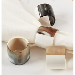 Anillos de servilleta de cuerno de búfalo hechos a mano de excelente calidad anillo de servilleta de cuerno Natural negro Simple precio más bajo - Product Image 6