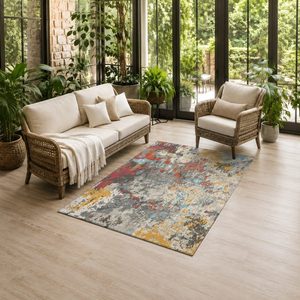 Alfombra de chenilla lavable a máquina con estampado digital tradicional anatólico en terracota dorado, antideslizante, modelo LXDP-0215 de RUGS DEPOT, venta al por mayor. - Product Image 6