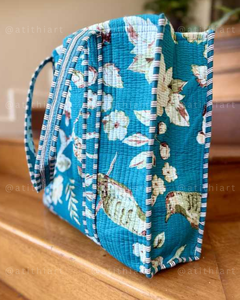 Bolso Tote de Algodón Acolchado Floral Bohemio Hecho a Mano, Diseño Reversible Ecológico y Sostenible, Asa de Hombro Diaria Reutilizable - Product Image 3