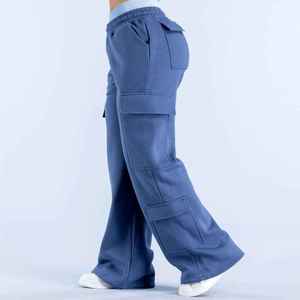 OEM High Quality Custom <b>Women's</b> Winter Cargo <b>Sweatpants</b> Polyester/Cotton Fleece Breathable Athletic Joggers Wide Leg Loose Fit - Product Image 3