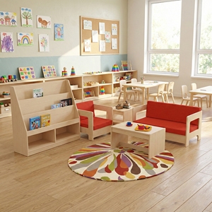 Montessori ชุดโซฟามุมอ่านหนังสือไม้สำหรับเด็กก่อนวัยเรียนชุดเฟอร์นิเจอร์ห้องเรียนโต๊ะเก้าอี้ bookshlf สำหรับโรงเรียนอนุบาลเลานจ์รับเลี้ยงเด็ก - Product Image 2
