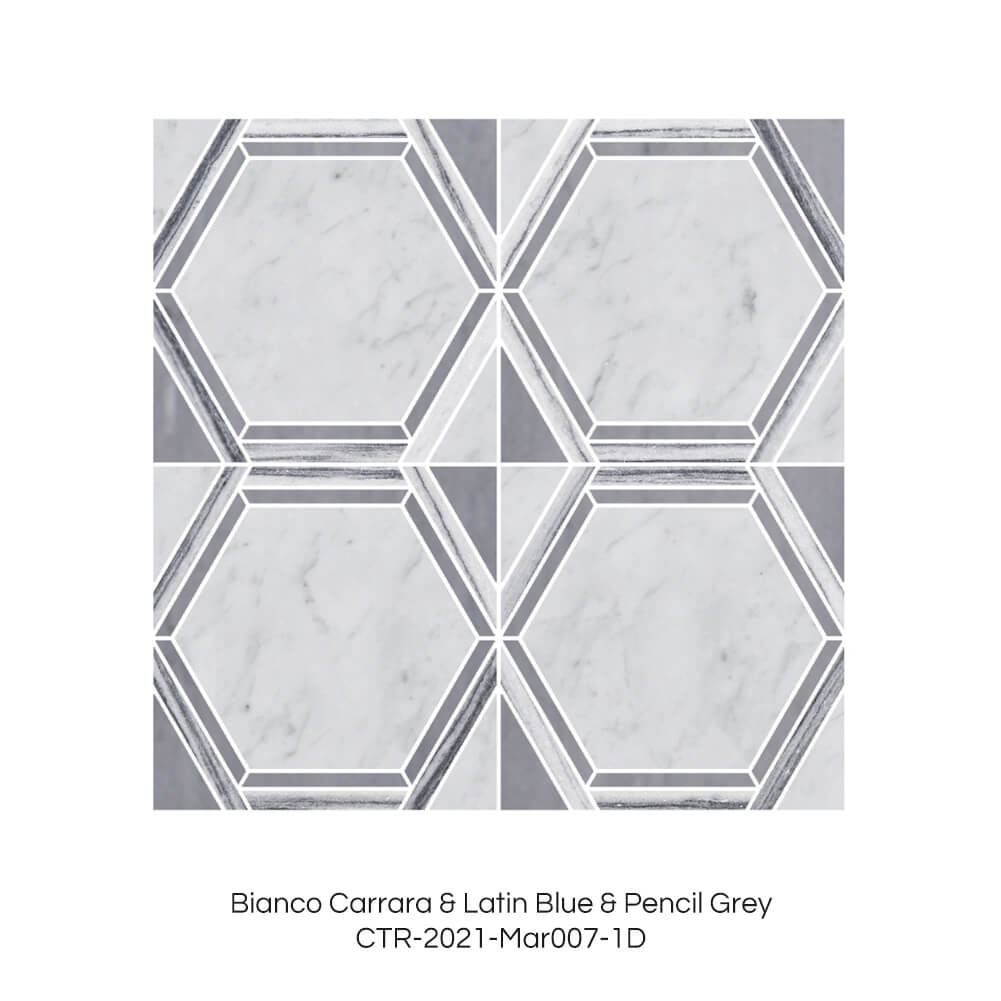Bianco Carrara &amp; Blu Latino &amp; Grigio Matita