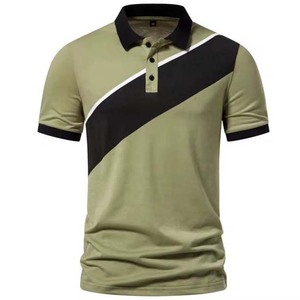 High Street Style Hombres Bordado Contraste Color para camisa Manga corta Algodón Transpirable Ecológico Tallas grandes Ropa de verano - Product Image 1