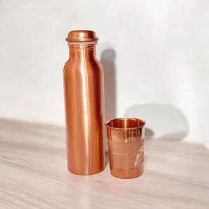 100% Pure Copper Water <b>Bottle</b> 900-1000 ml Handmade Water <b>Bottle</b> for <b>Drinking</b> Water Ayurveda Health Benefit Joint Free Leak Proof - Product Image 2