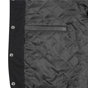 Men’s Classic Black Varsity Jacket Premium Athletic Letterman with Contrast Red Leather Look Sleeves - Product Image 6