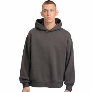 Sweat à capuche en éponge française épais 100% coton pour hommes, sweat à capuche surdimensionné avec logo personnalisé Streetwear, pull uni pour hommes, respirant - Product Image 2