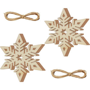 Adornos de copos de nieve de madera Decoraciones colgantes de árboles de Navidad para proyectos artesanales temáticos de vacaciones de invierno a un precio asequible - Product Image 1