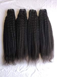 Extensiones de cabello humano camboyano recto rizado de 20 pulgadas de la mejor calidad, cutícula virgen alineada negra para mujeres, proveedor indio superior - Product Image 2