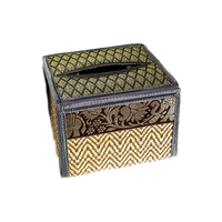 MATAVEE Coffret Cadeau d'Entreprise Personnalisé de Boîtes à Mouchoirs Carrées Tissées à la Main avec Impression Sérigraphique Créative - Emballage Textile de Bureau Multicolore