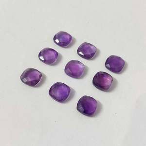Natural amethyst 10x10mm <b>cushion</b> briolette 3.65 cts <b>purple</b> amethyst crystal loose gemstone for jewelry making - Product Image 3