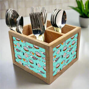 Soporte de cuchara de diseño elegante soporte de cubiertos impreso de madera para organizador de cocina - Product Image 2