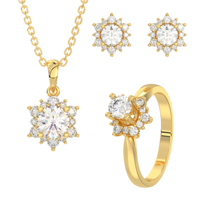 หรูหราแฟชั่นสไตล์หรูหรา10พันแข็งดอกไม้ทองรูปเพทายหินเครื่องประดับปรับชุดสำหรับผู้หญิง - Product Image 6