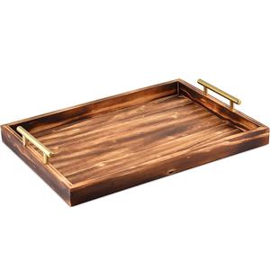 Natural Solid Wood <b>Tray</b> With Metal Handle Handmade Acacia Wooden <b>Tray</b> Rectangle Shape <b>Breakfast</b> <b>Tray</b> - Product Image 4