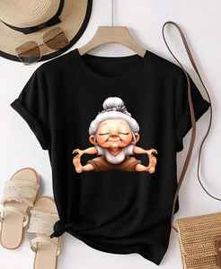 T-shirt élégant pour femmes, appliques, perles, confortable, tendance, écologique, hauts d'été en denim, batik, velours côtelé, 100% - Product Image 5