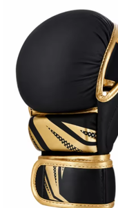 Guantes de Boxeo Negros con Detalles Dorados en PU, Guantes de Entrenamiento de Dedo Completo con Cierre de Velcro y Correa Ajustable para Muñeca, para Sparring y Combate - Product Image 4
