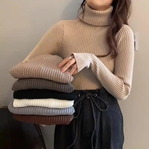 Suéter de punto de manga larga con cuello alto personalizado para mujer, Top transpirable y antibolitas a la moda - Product Image 6