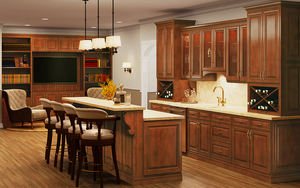 Armoires de cuisine en céramique, design moderne, à panneaux de bois, palissandre - Product Image 4