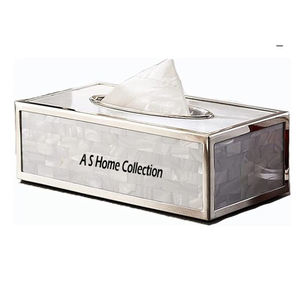 Pas cher prix bureau métal acier inoxydable nacre boîte à mouchoirs de haute qualité Restaurant café décor décoration de Table - Product Image 6