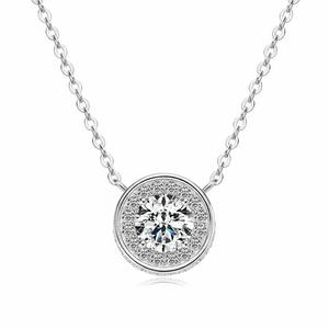 Collier pour femme en argent sterling 925, chaîne à maillons élégante, pendentif rond taille brillant 0,50 CT, pavé complet, diamant moissanite VVS, cadeau - Product Image 2