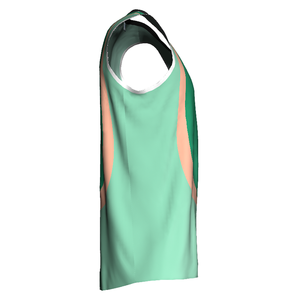 Custom Color Blocked Basketball Jersey Sleeveless V-neck Moisture Wicking Adult Sport Apparel Sublimated Print - Product Image 3