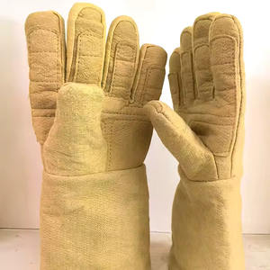 Vache en cuir fendu soudage résistance à la chaleur gants de lutte contre l'incendie Protection de ligne longs gants ignifuges de travail - Product Image 1